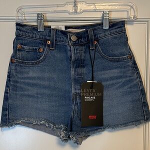 Levi's Premium Ribcage Blue Jean Shorts